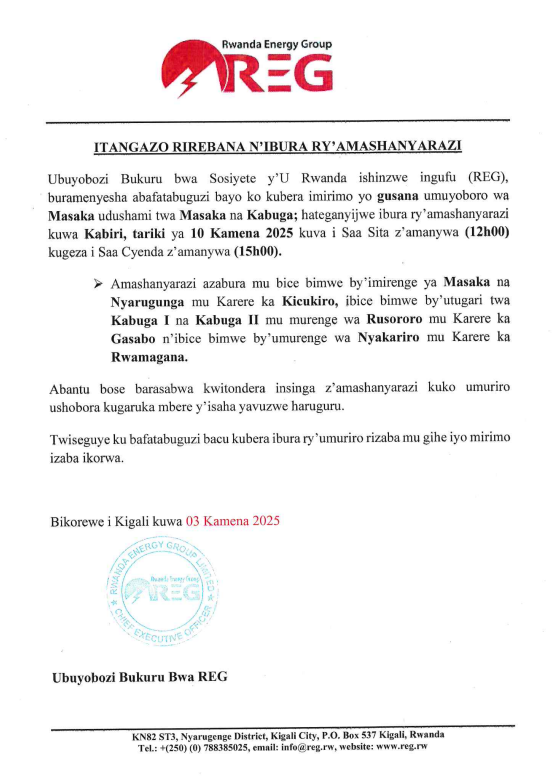 reg_rwanda's tweet photo. #Power_Outage_Alert
On 10th June, 2025 there is a planned power outage in some parts of @KicukiroDistr & @RwamaganaDistr .
Please plan accordingly to avoid interruption.
#Ibura_Ryumuriro
Tariki ya 10/06/2025 hateganyijwe ibura ry'umuriro mu bice bimwe bya @KicukiroDistr & @RwamaganaDistr.
Murakoze.
