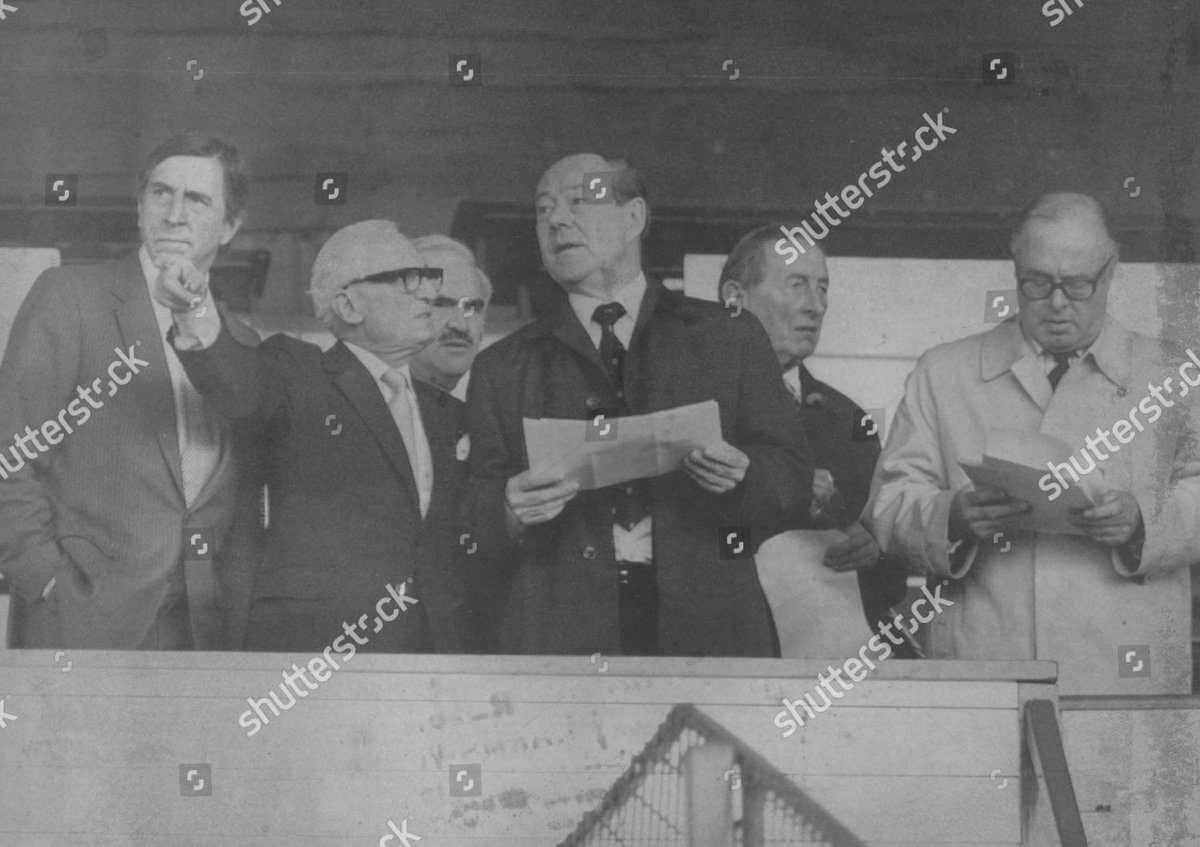 Fa Commission Inquiry Into Missile Throwing at Players At Leeds United Ground at Elland Road. I think Ted Croker, Manny Cousins and F.a. Chairman Bert Millichip.