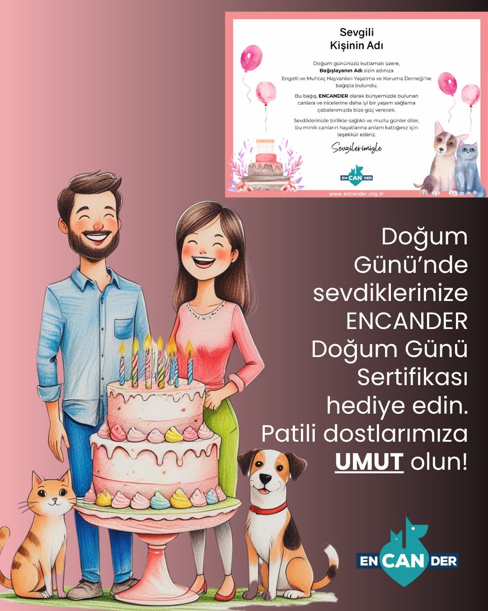 Sevdiklerinizin doğum gününü ENCADER Doğum Günü kartları ile kutlayarak canlara UMUT sevdiklerinize anlamlı bir hediye vermek ister misiniz!