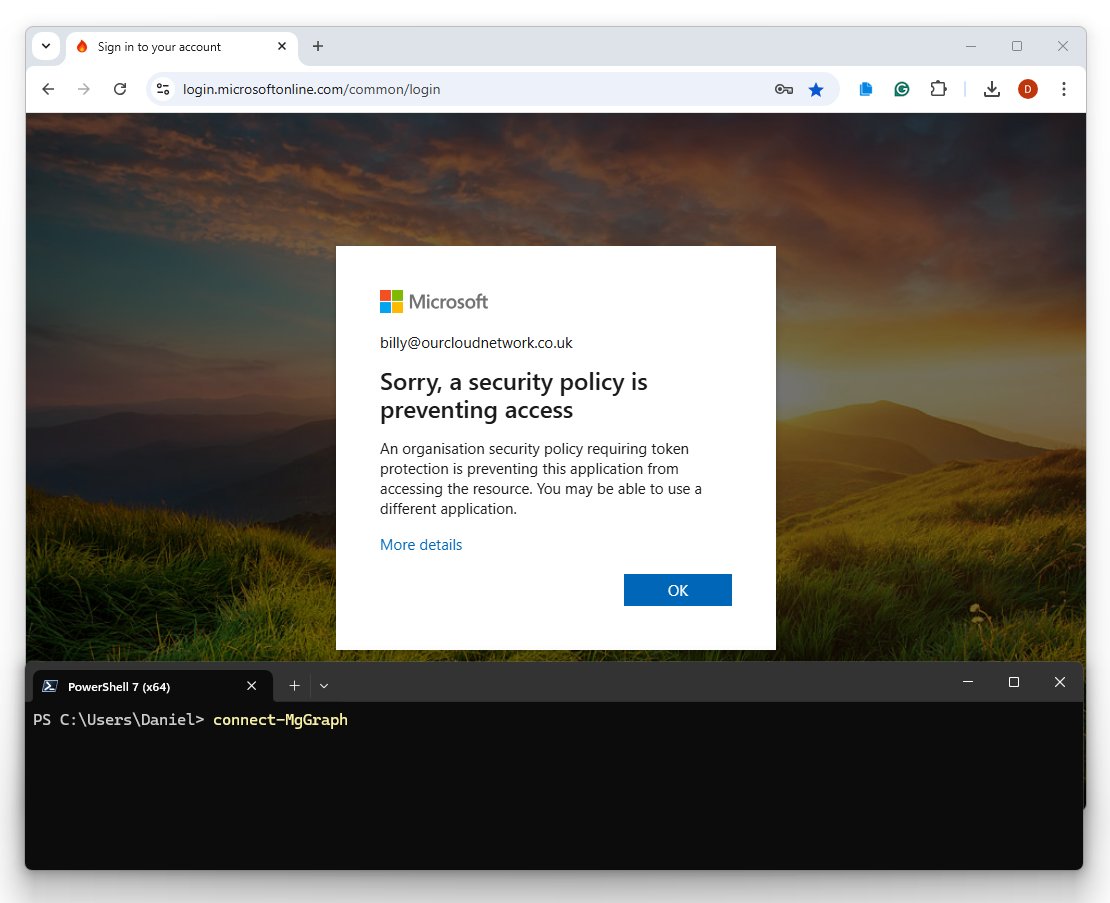 DanielatOCN's tweet image. Did you know you can enforce Token Protection specifically for Microsoft Graph PowerShell? Check out how > ourcloudnetwork.com/how-to-enable-โฆ ๐ช
While you may not want to bind a privileged account to your device, there may be some practical usage for enhancing protection if you currentlyโฆ
