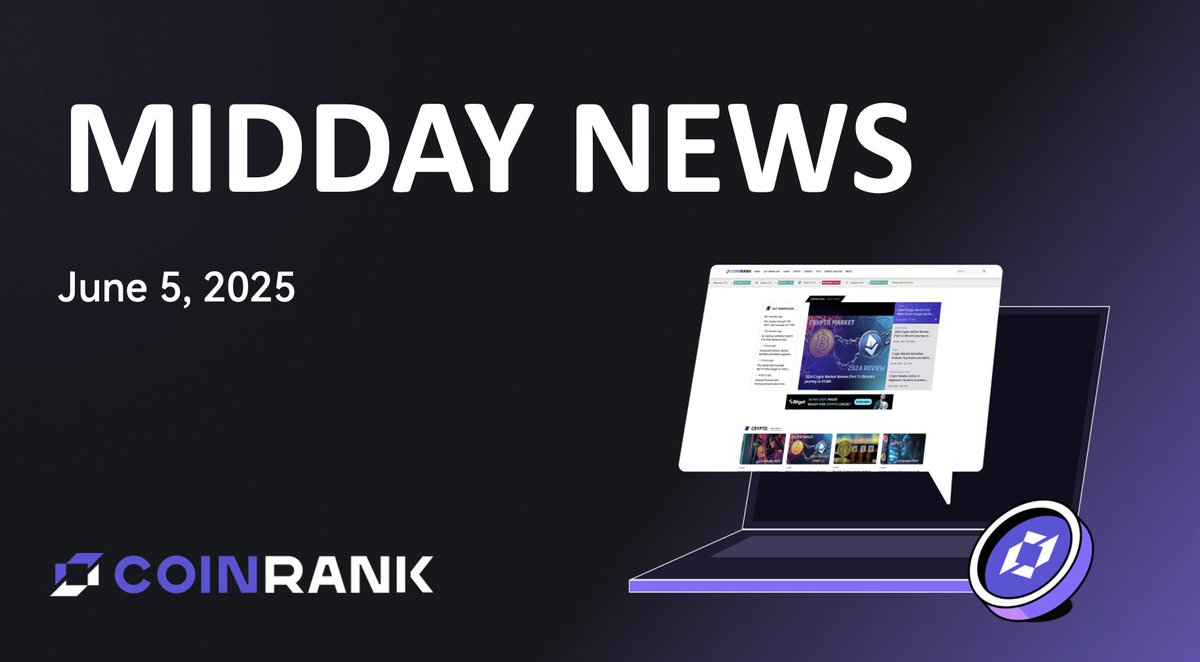 CoinRank_io's tweet image. Midday News Update #Web3

📈 #TimDraper says #Bitcoin is less risky than stocks — maintains $250K target for 2025.

🌅 #Sunrise, a DA interoperability protocol, raises $3M seed round with backing from #Decima and others.

🐋 Whale redeems and deposits 526K $LPT to #Binance —…
