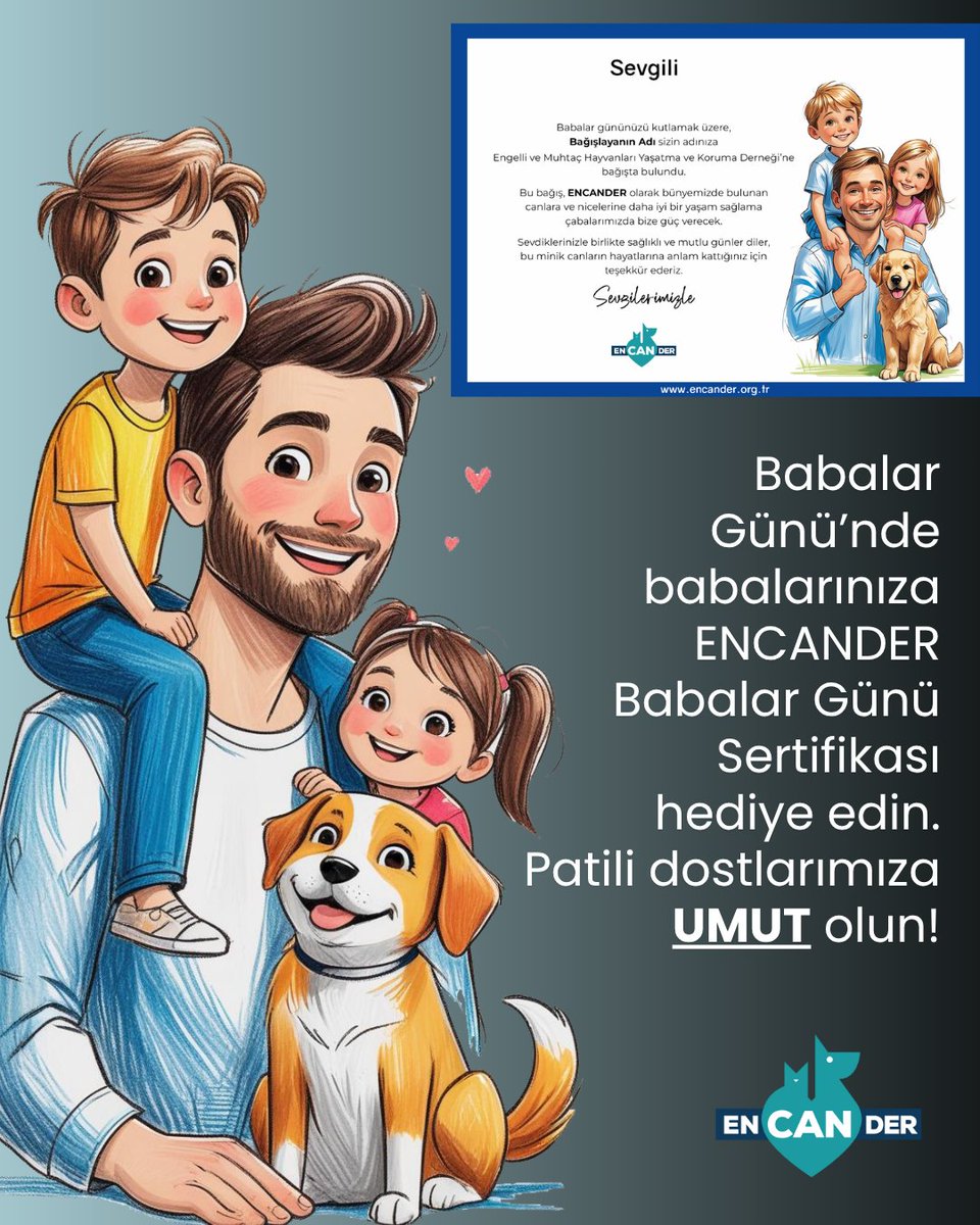 Babalar gününde babanıza anlamlı bir hediye ederek canlara UMUT olabilir siniz!