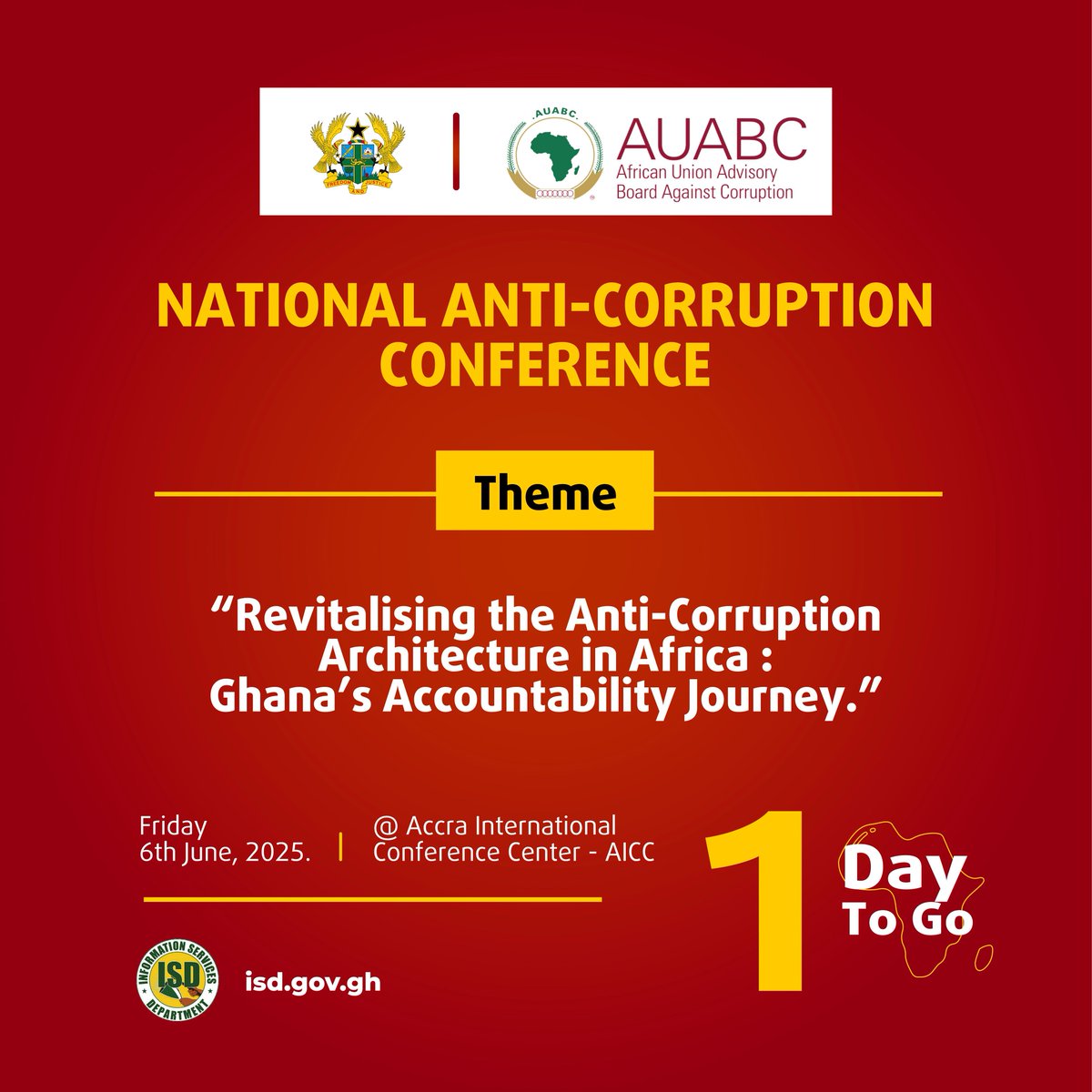 Tomorrow, stakeholders converge at the Accra International Conference Centre for the National Anti-Corruption Conference. Together, we advance Ghana’s accountability journey.