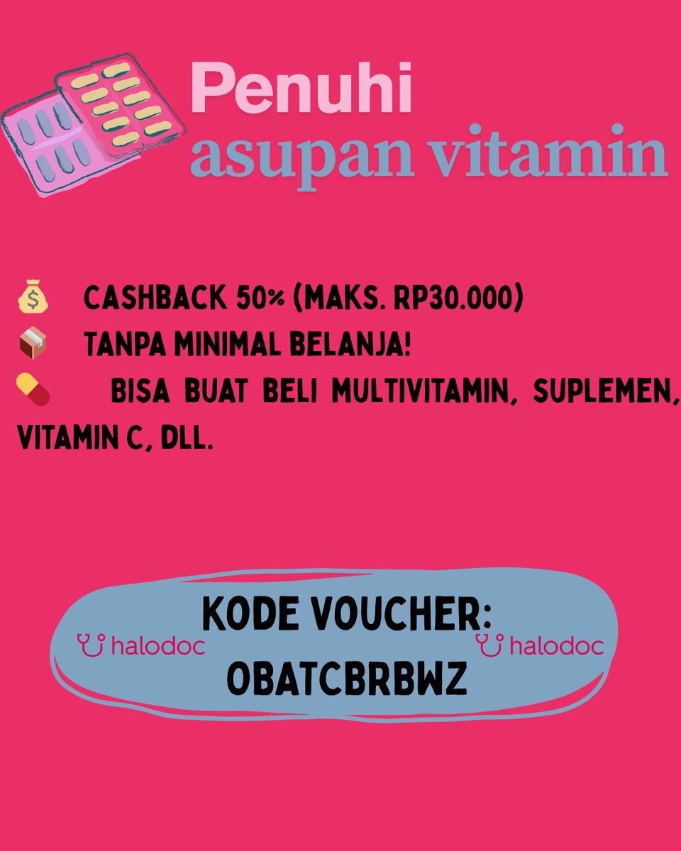 Minum vitamin tiap hari = tubuh lebih kuat! 💪🍊
Lebih hemat kode promo:  OBATCBRBWZ

💰 Cashback s.d. 50% (maks. Rp30.000)

#PromoVitamin #CashbackSehat #Halodoc #ChatDokter #BeliObatOnline #PromoHalodoc #TemanHalodoc #SehatBarengHalodoc #promo #diskon #cashback #anakpromo