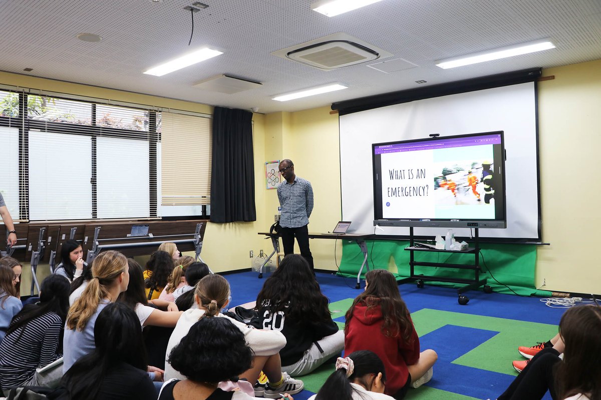 Our Grade 7 students explored how people respond to natural disasters in an interdisciplinary unit. They met Mr. Beasley from the <a href="/usembassytokyo/">アメリカ大使館</a> who shared insights on disaster preparedness, support systems, &amp; global responses, bringing real-world expertise to their IB learning.