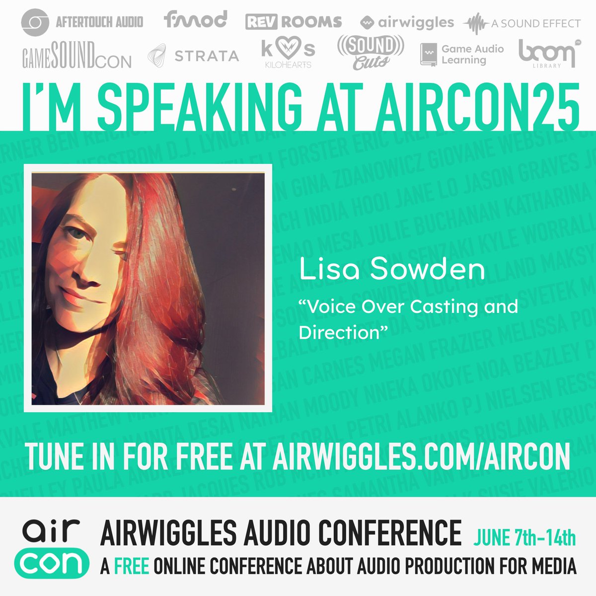 Super hyped to be speaking at #AirCon25 alongside the amazing Lani Minella! We’re talking all things voiceover casting and direction.

It's FREE to attend!

Join us Sunday, June 8th at 4pm PT

airwiggles.com/c/live-events/…

#airwiggles #voiceover #voiceacting #audiodirector