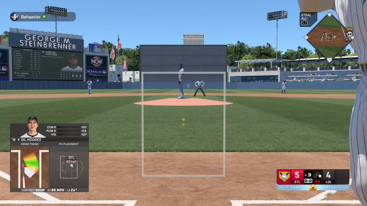 mysonsamuel11's tweet photo. Surely this wasn't a flyout with a 112 power right!! Do something with goat it's becoming absolutely unbearable to play and you will lose the fan base soon with the shitty content as well. @MLBTheShow https://t.co/qMZzI48HGy