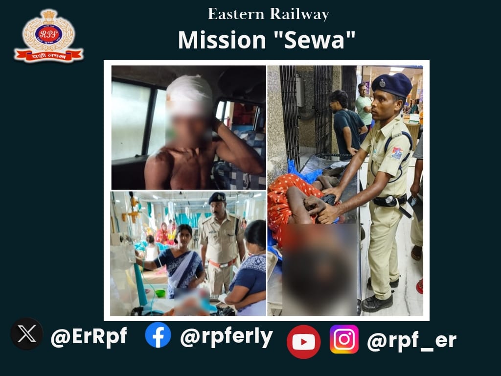 RPF Eastern Railway (@errpf) on Twitter photo âSewa Hi Sankalp."
RPF rescued 03 male/female sick/injured persons at Remount Road/Khidirpore-Majerhat & Dakhineswar Railway station, rendered assistance, arranged & shifted them to nearest Govt. Hospital for treatment.
#MissionSewa
<a href="/RPF_INDIA/">RPF INDIA</a>
<a href="/RailMinIndia/">Ministry of Railways</a>
<a href="/EasternRailway/">Eastern Railway</a> âSewa Hi Sankalp."
RPF rescued 03 male/female sick/injured persons at Remount Road/Khidirpore-Majerhat & Dakhineswar Railway station, rendered assistance, arranged & shifted them to nearest Govt. Hospital for treatment.
#MissionSewa
<a href="/RPF_INDIA/">RPF INDIA</a>
<a href="/RailMinIndia/">Ministry of Railways</a>
<a href="/EasternRailway/">Eastern Railway</a>
