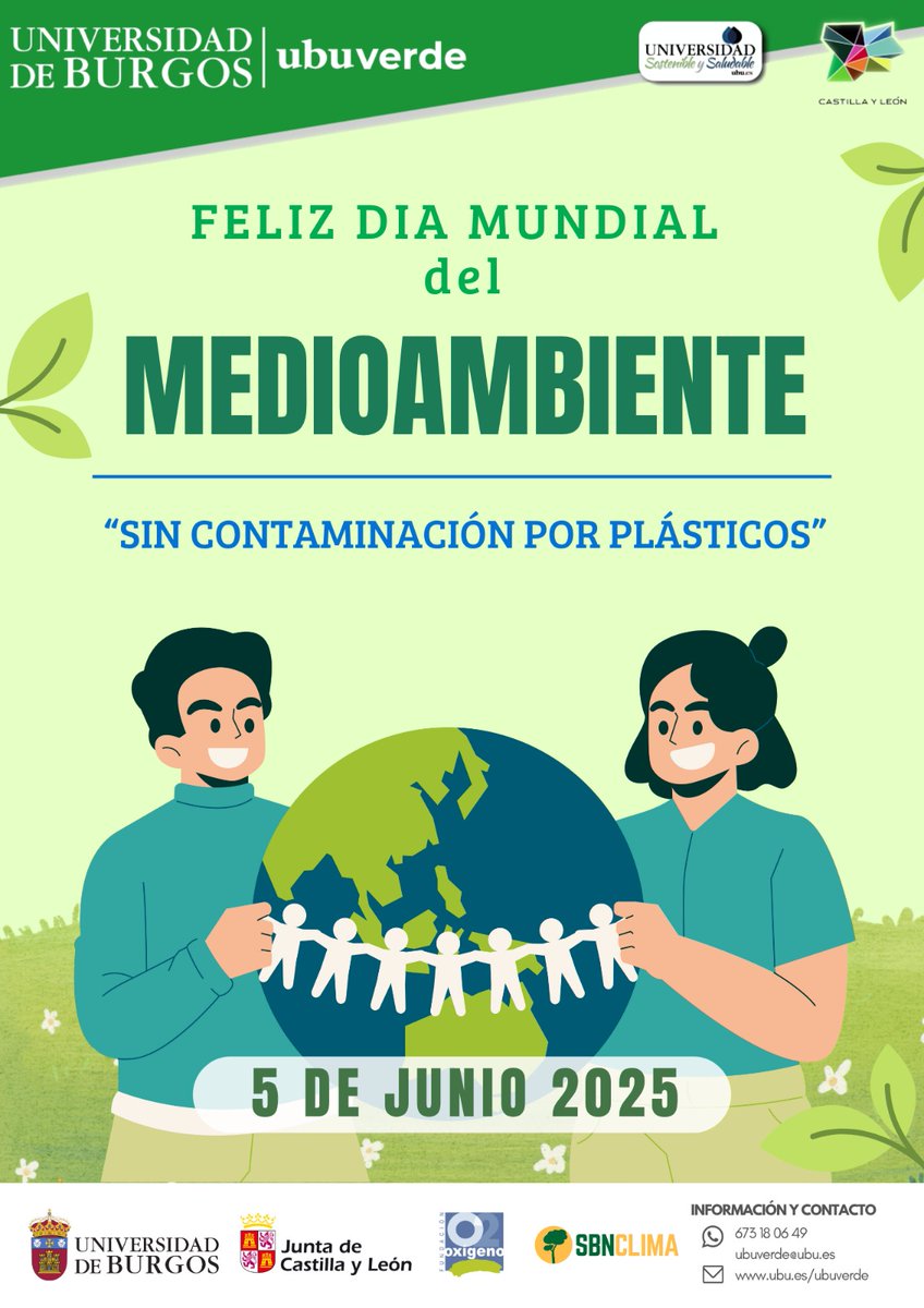 *Buenos días amigx de UBUVerde!* 🌱

Desde la oficina verde de la Universidad de Burgos, os queremos desear *FELIZ DÍA MUNDIAL DEL MEDIO AMBIENTE*🌍🌞🌲

Os dejamos un *artículo de nuestra página web*📢: ubu.es/agenda/feliz-5…