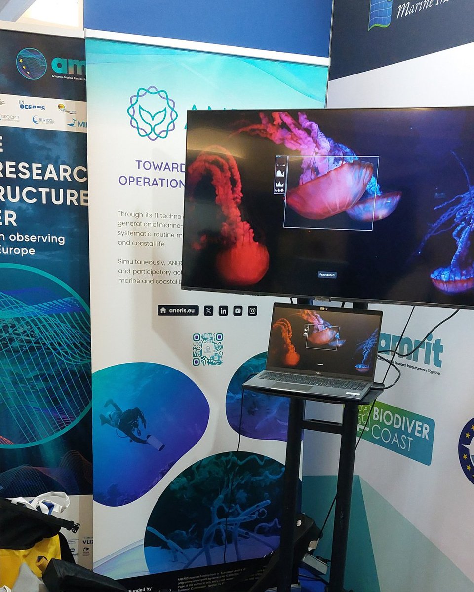 ANERISproject's tweet image. 🌊ANERIS participated in #EMD2025 with beautiful sea visualisations and banners. 🪼
The display effectively showed the project’s work and objectives, engaging attendees and highlighting ANERIS’s contribution to advancing #marine #research and #sustainability. 🪸