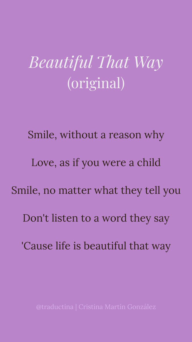 traductina's tweet photo. ¡Hola! 🤗
Hoy inauguro 🎶 La vida es verso ✍, donde os mostraré la adaptación de canciones. En esta ocasión, os traigo "Beautiful That Way", de Noa. 🎧
#adaptaciondecanciones #beautifulthatway #lavidaesbella #traduccion #traduccionaudiovisual #traductina https://t.co/HAiPMZZigb