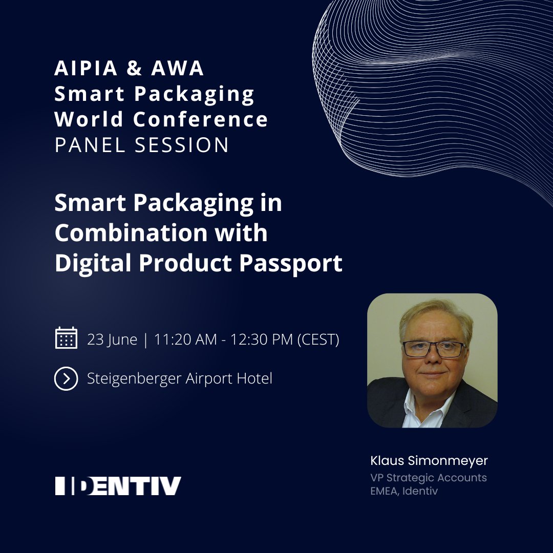 Join Identiv at AIPIA &amp; AWA Smart Packaging World Conference 2025, June 23 - 24! 🌐 

Our panel with <a href="/ST_World/">STMicroelectronics</a>, AmbAI, Narravero, @NFCForum &amp; Tag-N-Trac dives into how NFC enables DPPs for transparency &amp; sustainability. 

ow.ly/YccZ50W4wwT

#AIPIA2025 #SmartPackaging #DPP