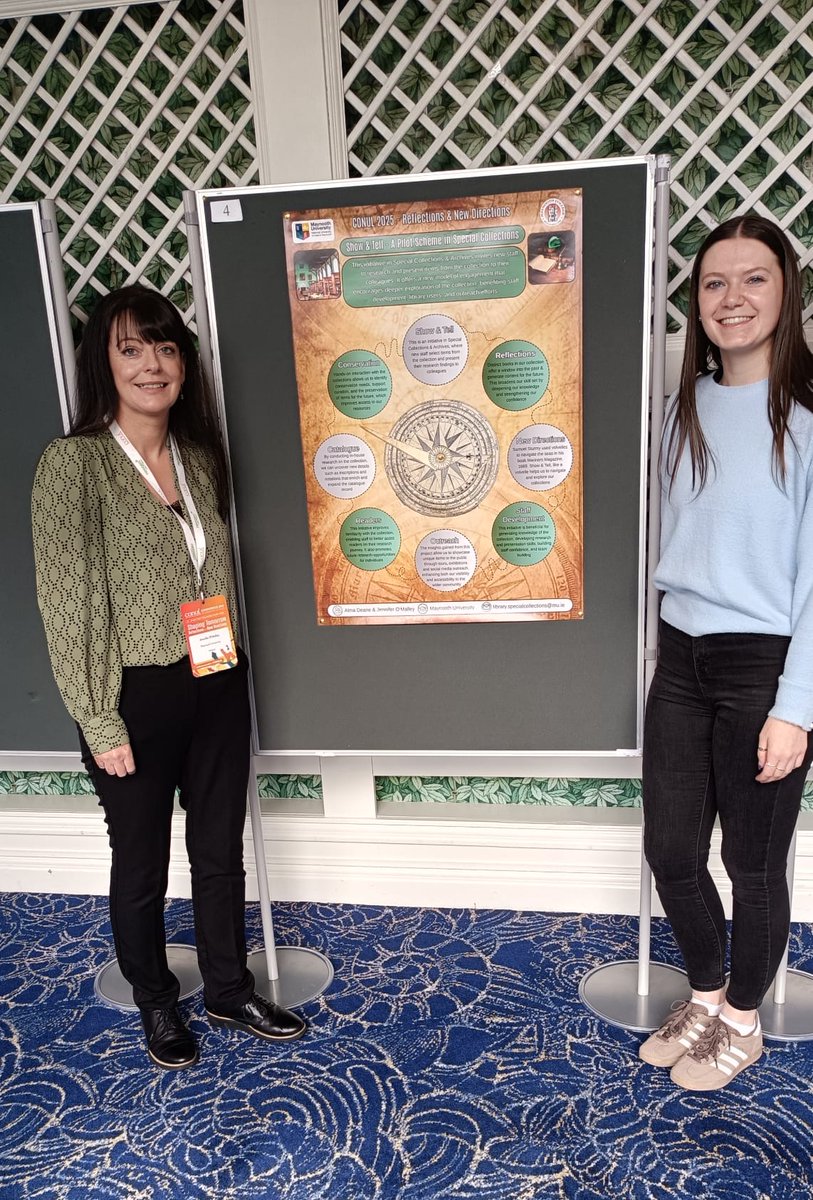 We’re thrilled to share that Alma Deane and Jennifer O’Malley won Best Poster at the CONUL Conference in Tullamore last week!
Huge congratulations to Jenny and Alma on this well-deserved recognition!  #CONUL2025 #SpecialCollections #MULibrary