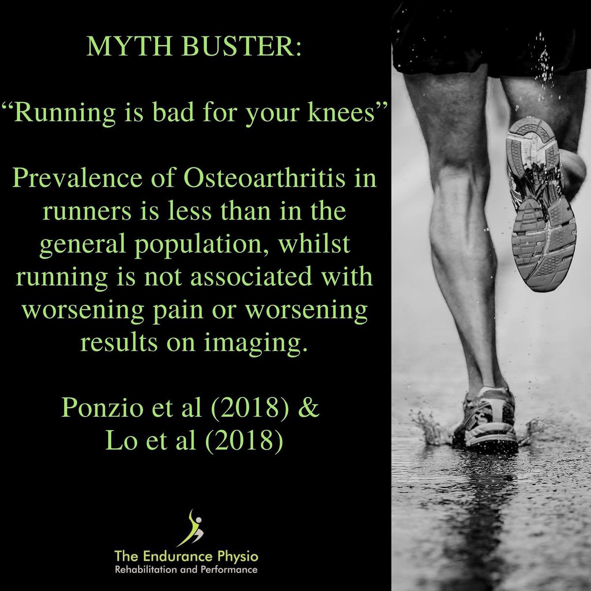 We’ve all heard the lines:

“Running is bad for your knees” and “don’t run if you have knee arthritis, it will make them worse”.

Many people heed this advice and stop.

Of course we see people who do struggle to run due to knee pain from Osteoarthritis and avoid it. 

But that