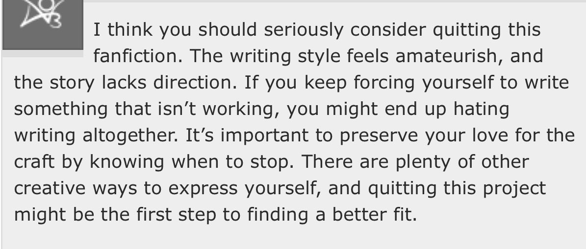 I don't know if they mean quit altogether or just quit that particular fic? 😅