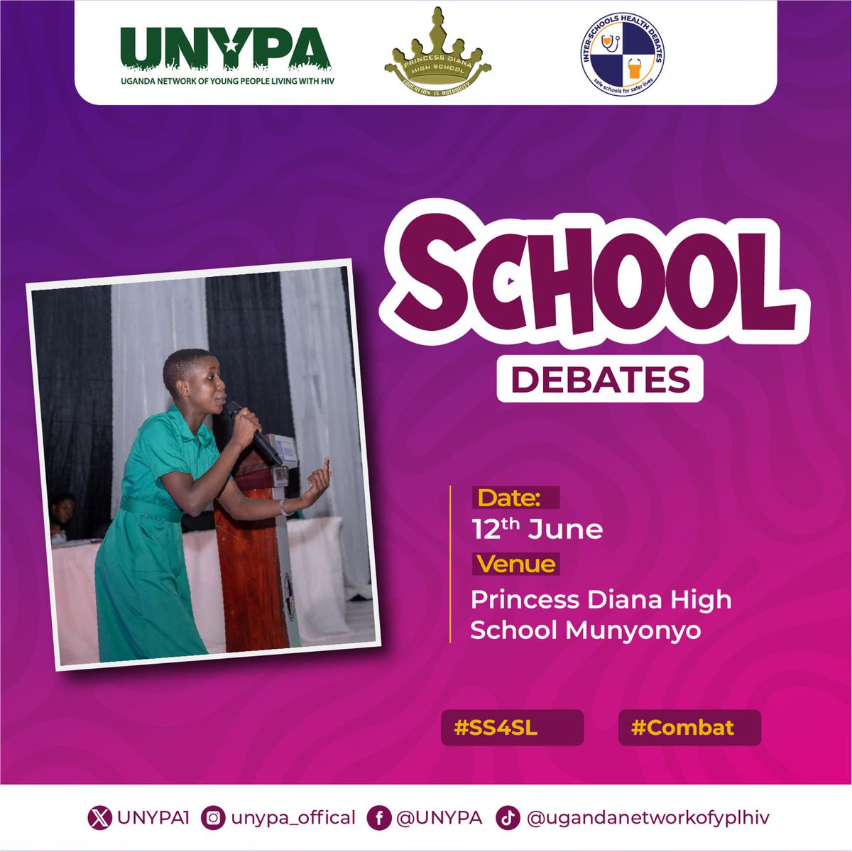 okengefrancis's tweet photo. Join us on 12th June at Princess Diana High School, Munyonyo for an engaging round of Health School Debates under the theme Safe Schools for Safer Lives.
Let’s empower young voices to advocate for safety, inclusion, and resilience in our schools
#SS4SL #Combat #YouthVoices. https://t.co/SeGzrufFEs