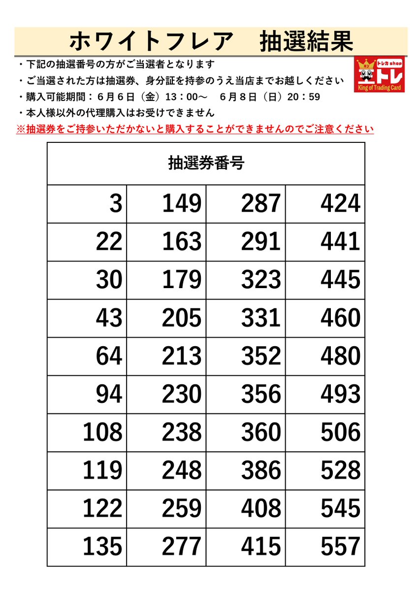 ⚡️⚡️⚡️⚡️抽選結果発表🔥🔥🔥🔥 ポケカ ブラックボルト