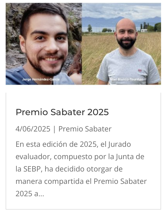 Noel Blanco-Touriñán @noelponte.bsky.social (@noelponte) on Twitter photo Thrilled to share that my colleague and friend <a href="/MinoJHG/">Jorge Hernández-García @jorgehg.bsky.social</a> and I have been awarded the Premio Sabater 2025 by the Spanish Society of Plant Biology <a href="/NewsSEBP/">SEBP</a>!🌱Huge thanks to the Plant Plasticity Lab <a href="/IBMCP/">IBMCP - Instituto de Biología Molecular y Celular</a>, our mentors, and collaborators. See more here 👉sebp.es/premio-sabater… Thrilled to share that my colleague and friend <a href="/MinoJHG/">Jorge Hernández-García @jorgehg.bsky.social</a> and I have been awarded the Premio Sabater 2025 by the Spanish Society of Plant Biology <a href="/NewsSEBP/">SEBP</a>!🌱Huge thanks to the Plant Plasticity Lab <a href="/IBMCP/">IBMCP - Instituto de Biología Molecular y Celular</a>, our mentors, and collaborators. See more here 👉sebp.es/premio-sabater…