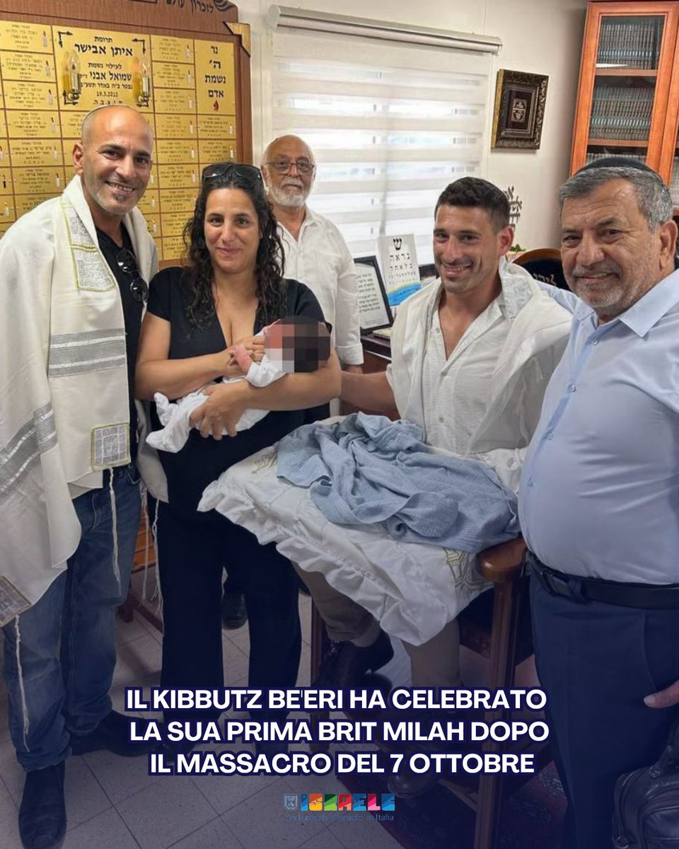 Il kibbutz Be'eri, tra le comunità più colpite dal massacro del 7 ottobre, ha vissuto un momento di luce: la prima brit milah dopo la tragedia.

Itay e Moran Sha’abi hanno chiamato il loro bimbo Bar Shavit: “Bar” in memoria dei genitori di Moran, uccisi nell’attacco, e “Shavit”