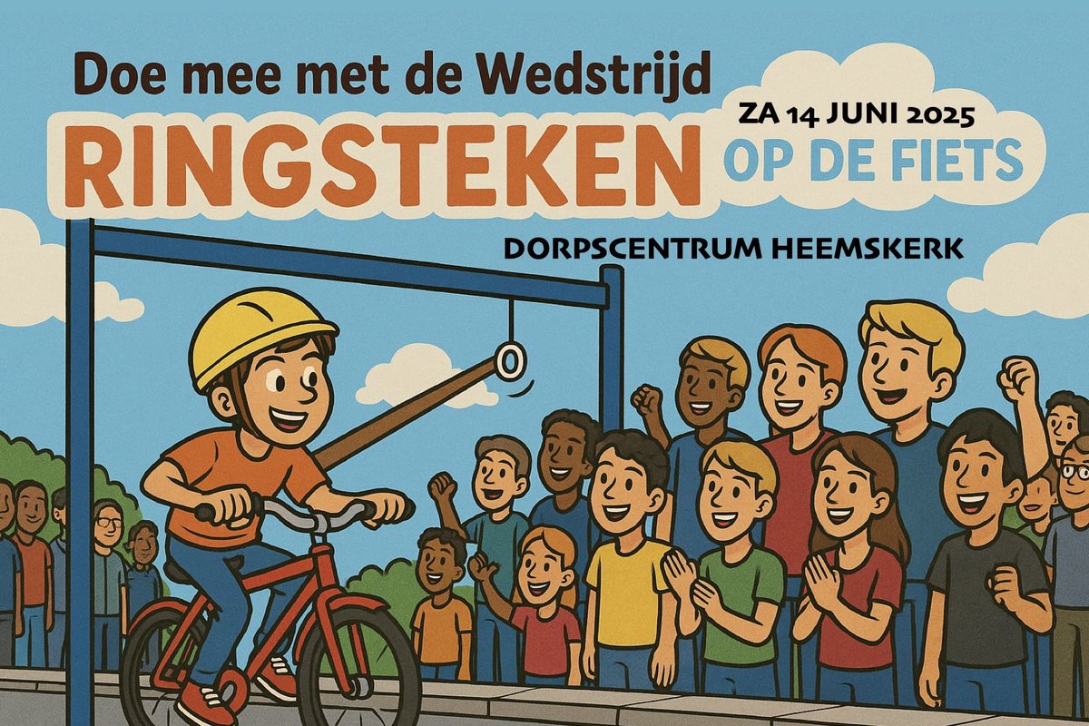 Superleuke wedstrijd ringsteken op de fiets voor kinderen tussen de 8 en 13 jaar. Schrijf nu in! Start zaterdag 14 juni om 12:00 uur. harddraverijverenigingheemskerk.nl/zaterdag-14-ju…