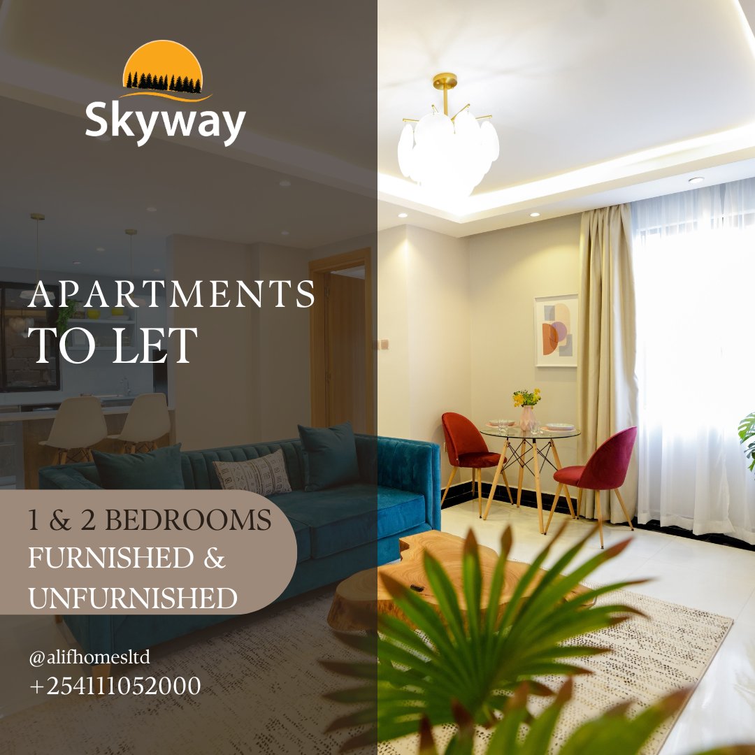 Earn passive income through rent by owning a 1 or 2-bedroom apartment. Call us at +254111052000 to inquire.