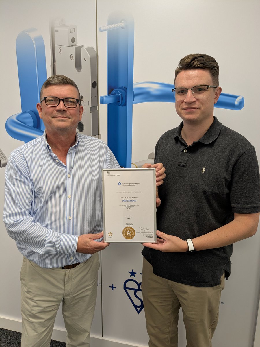 👏 Huge congrats to Dale Chambers, Project Manager for East Anglia &amp; South East, on completing his Level 4 Sales Executive Apprenticeship!

His new skills will help us better understand and support our customers' needs. Well done, Dale!

WinkhausUK #ApprenticeshipSuccess #Sales