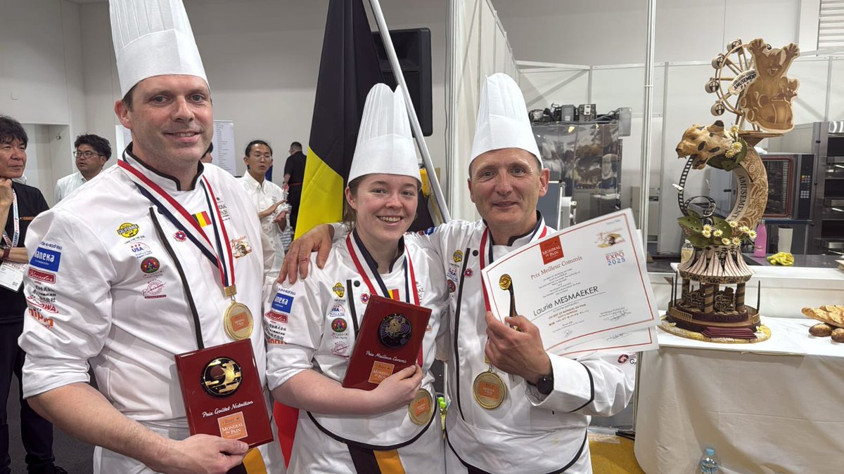 🇧🇪🥖 Belgium rises at Bakery Expo Japan! 🥇🍞
At #Expo2025Osaka, 🇧🇪 bakers won:
🏅 Best Nutrition
🏅 Best Jeune (young talent)
Craftsmanship meets health &amp; innovation!🧡🥐

🇯🇵『モンディアル・デュ・パン』でベルギー代表が２冠達成！
職人技と創造性がパンに命を吹き込みました！