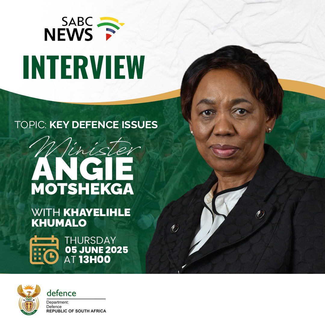 We are <a href="/SABCNews/">SABC News</a> today at 13:00 with Khaya to account to South Africans on a range of key defence issues🇿🇦<a href="/SANDF_ZA/">SA National Defence Force 🇿🇦</a>