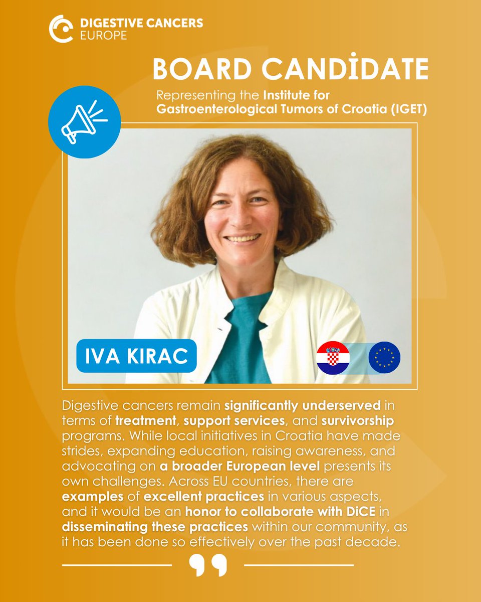 Digestive Cancers Europe (@dice_europe) on Twitter photo #MeetTheNominees for our Board!
Today, get to know from 🇭🇷, representing IGET. She has over 20 years of experience treating digestive cancers. For her, DiCE is an opportunity to help extend these efforts on a broader scale.
➡️ digestivecancers.eu/nominees-board… #MeetTheNominees for our Board!
Today, get to know from 🇭🇷, representing IGET. She has over 20 years of experience treating digestive cancers. For her, DiCE is an opportunity to help extend these efforts on a broader scale.
➡️ digestivecancers.eu/nominees-board…