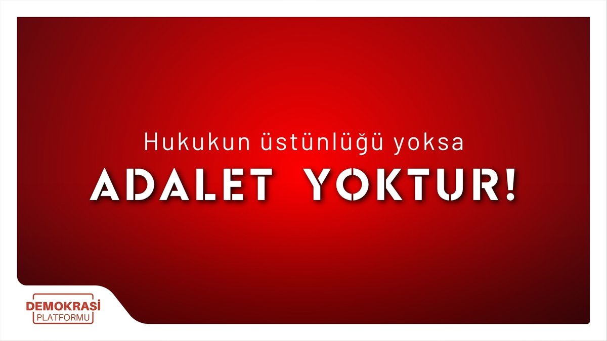 ⚖️ Adalet, hukukun üstünlüğüyle, devlet yönetiminin hukuka bağlı ve hukuk önünde herkesin eşit olmasıyla sağlanır.

⚖️ Hukuk, yurttaşların haklarının güvencesi ve devletin temelidir.

🟥 Hukukun üstünlüğü  ilkesine uymaya ve 📢 adaletli olmaya çağırıyoruz. 

#Adalet #Demokrasi