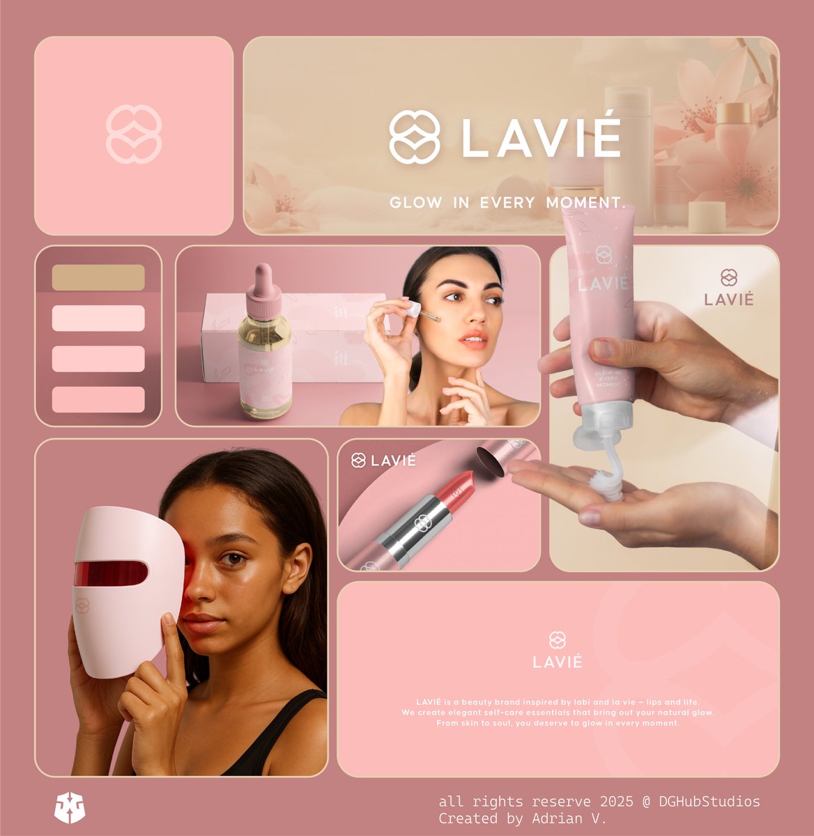 DghubStudios's tweet photo. Logo design for LAVIÉ is modern #beauty: #minimalist, #elegant, and empowering. Inspired by “labi” and “la vie,” it celebrates self-care, confidence, and natural glow—your daily reminder to glow in every moment.

#Logo  #BrandIdentity https://t.co/DNq0Lb8KJD