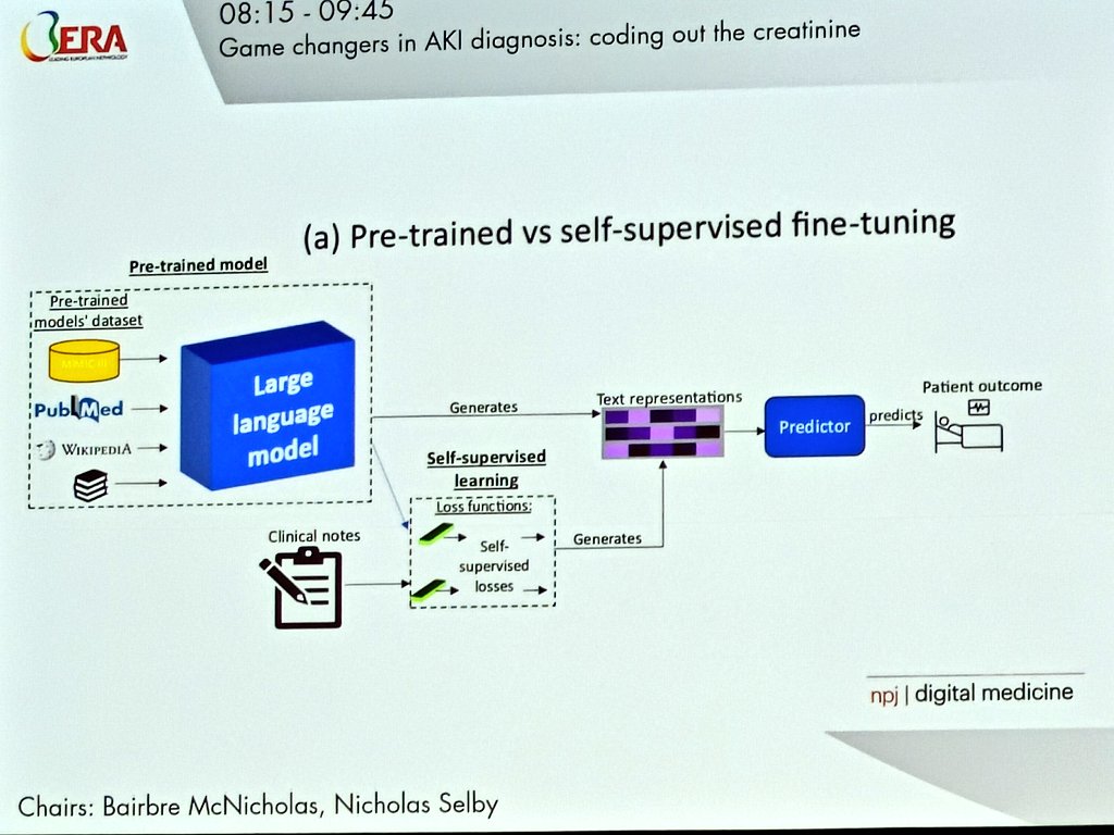 Arunkumar (@arunkr_dr) on Twitter photo #ERA25 <a href="/ConorJudge5/">Conor Judge</a> on Unleashing the data in free text to recognise AKI
💻 Pre-trained models=a good start
🔧 Fine-tuning=key for domain accuracy
🏗️ Foundation models unlock richer clinical insights
AKI hides in words—can we train machines to see it?
#NephTwitter #AIinMedicine #ERA25 <a href="/ConorJudge5/">Conor Judge</a> on Unleashing the data in free text to recognise AKI
💻 Pre-trained models=a good start
🔧 Fine-tuning=key for domain accuracy
🏗️ Foundation models unlock richer clinical insights
AKI hides in words—can we train machines to see it?
#NephTwitter #AIinMedicine