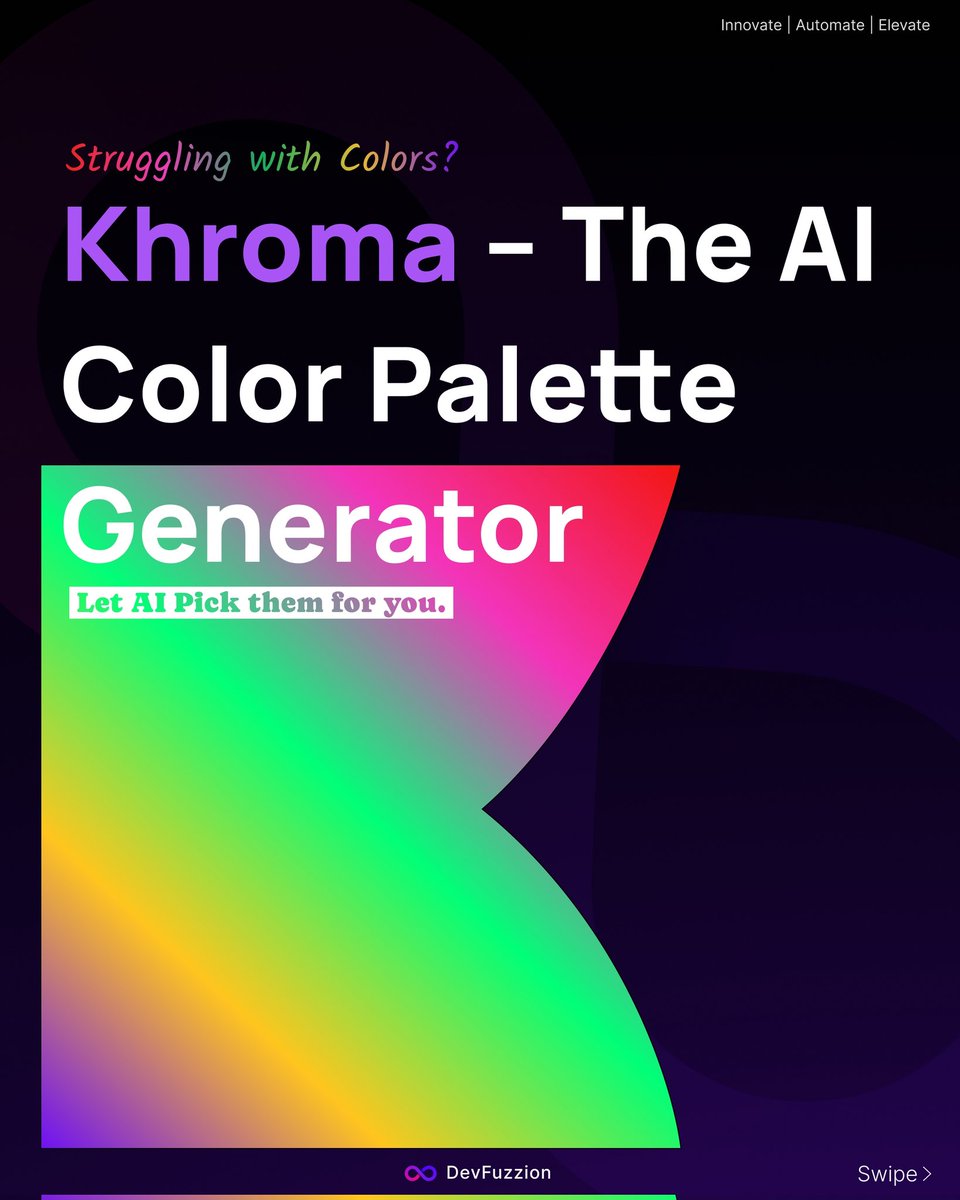 devfuzzion's tweet image. Picking the right color palette shouldn’t be a guessing game.
Khroma uses AI to learn what you like and generates palettes that actually match your style.
👋 Say goodbye to color stress.
#KhromaAI #DesignTools #ColorPalette #GraphicDesignTips #AIDesign #UIDesign #ai