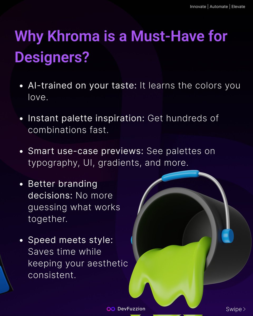 devfuzzion's tweet image. Picking the right color palette shouldn’t be a guessing game.
Khroma uses AI to learn what you like and generates palettes that actually match your style.
👋 Say goodbye to color stress.
#KhromaAI #DesignTools #ColorPalette #GraphicDesignTips #AIDesign #UIDesign #ai