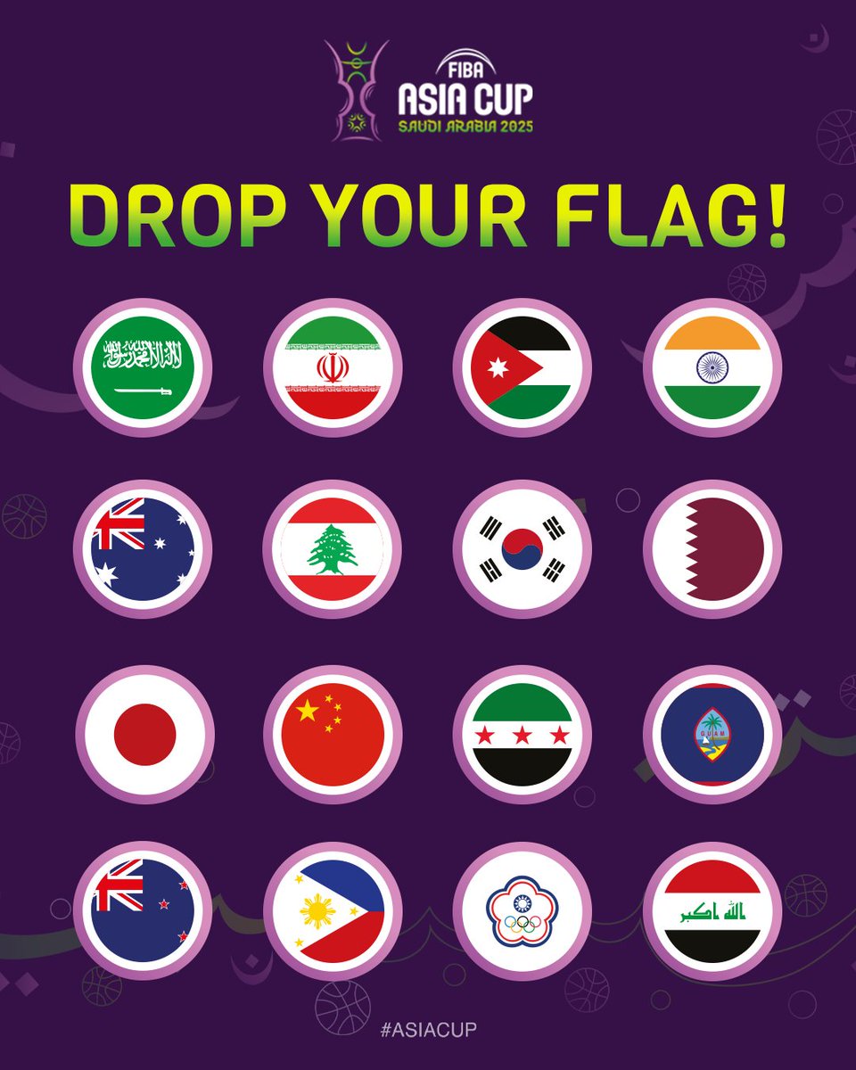 16 Nations. One Goal. 🏆

Who are you repping at the FIBA #AsiaCup 2025 in Jeddah? Drop your flag in the comments 👇