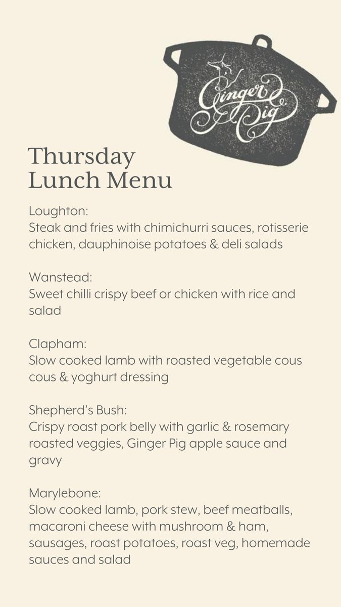Thursday’s lunch menu is sounding rather tempting…
