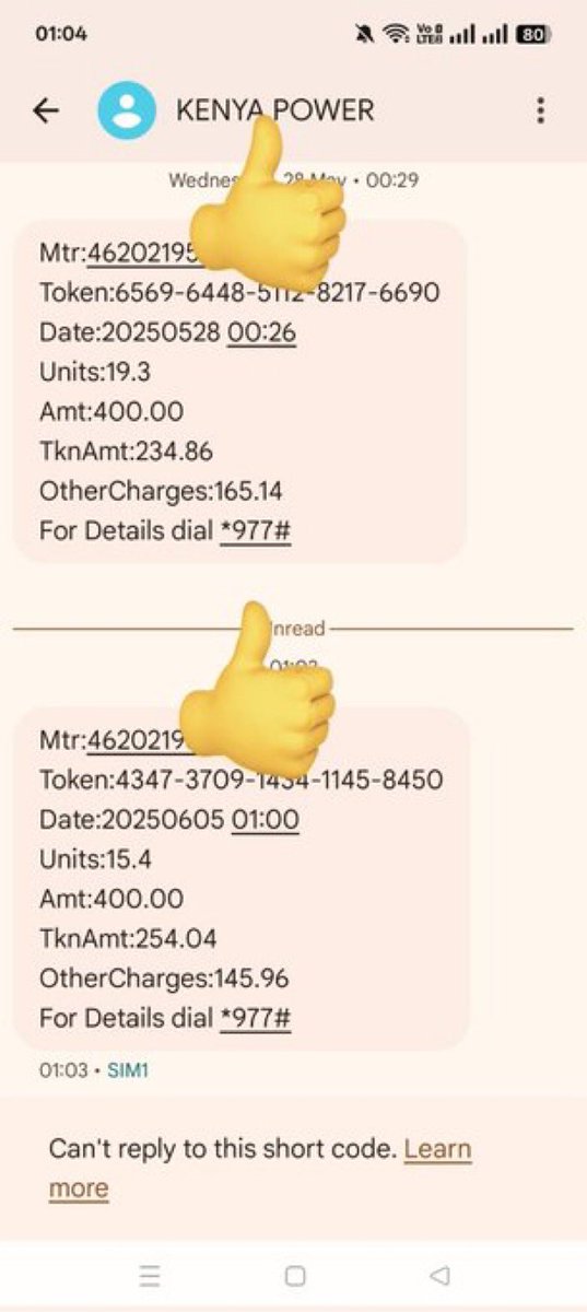 C_NyaKundiH's tweet image. Good morning Cyprian. Kenya Power is playing a very funny game. Last week, I bought tokens worth Ksh 400 and got 19 units. A week later, same amount gave me just 15 units. These tokens are starting to feel like Safaricom bundles nowadays.
I really wish someone could help raise…