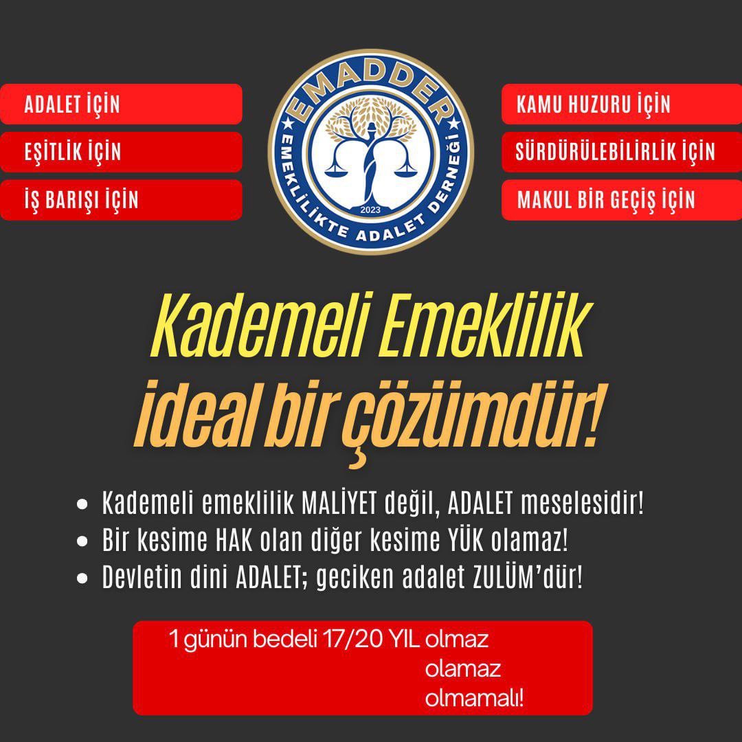 Ben bu ülkeye geç mi doğdum ?
✅Hayır, geç doğmadım
✅Primimi eksik yatırmadım
✅İşimden geri kalmadım
Ama 17 yıl geç emekli oluyorum!
Bu sistemde eşitlik yok, düzenlenmeli!
<a href="/EmadDernegi/">EMEKLİLİKTE ADALET DERNEĞİ ⚖️</a>
#EmekÇokKademeYok