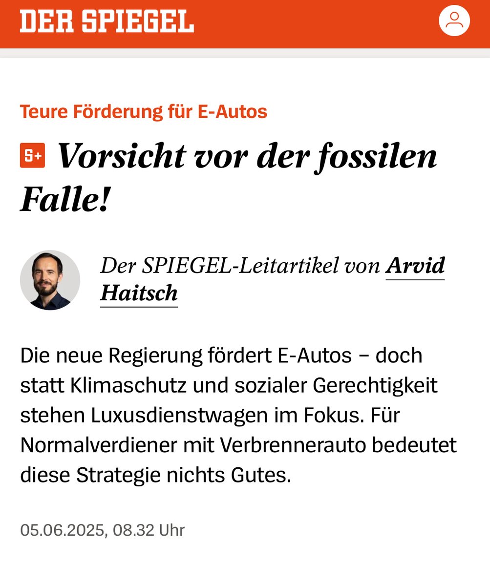 @ChrisStoecker (@chrisstoecker) on Twitter photo “Wenn Flottenbetreiber wie Leasingfirmen, Autovermieter oder Kurierdienste einen Anreiz bekämen, massenhaft elektrische Klein- und Kompaktwagen anzuschaffen, könnte die Story stimmen. Mit 100.000-Euro-Dienstwagen wird das auf absehbare Zeit nichts.” Arvid Haitsch <a href="/derspiegel/">DER SPIEGEL</a> “Wenn Flottenbetreiber wie Leasingfirmen, Autovermieter oder Kurierdienste einen Anreiz bekämen, massenhaft elektrische Klein- und Kompaktwagen anzuschaffen, könnte die Story stimmen. Mit 100.000-Euro-Dienstwagen wird das auf absehbare Zeit nichts.” Arvid Haitsch <a href="/derspiegel/">DER SPIEGEL</a>