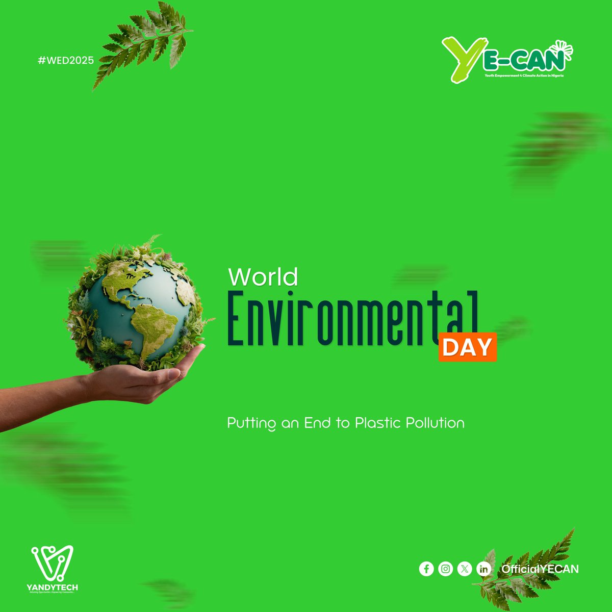 Youth Empowerment for Climate Action in Nigeria (@officialyecan) on Twitter photo Today on #WEDay2025, we join the global call to action under the theme Putting an End to Plastic Pollution.
At <a href="/OfficialYECAN/">Youth Empowerment for Climate Action in Nigeria</a>, we believe empowered youth are key to a plastic-free future. Together, let's #BeatPlasticPollution and protect our planet.
#YECAN #ClimateActionNigeria Today on #WEDay2025, we join the global call to action under the theme Putting an End to Plastic Pollution.
At <a href="/OfficialYECAN/">Youth Empowerment for Climate Action in Nigeria</a>, we believe empowered youth are key to a plastic-free future. Together, let's #BeatPlasticPollution and protect our planet.
#YECAN #ClimateActionNigeria