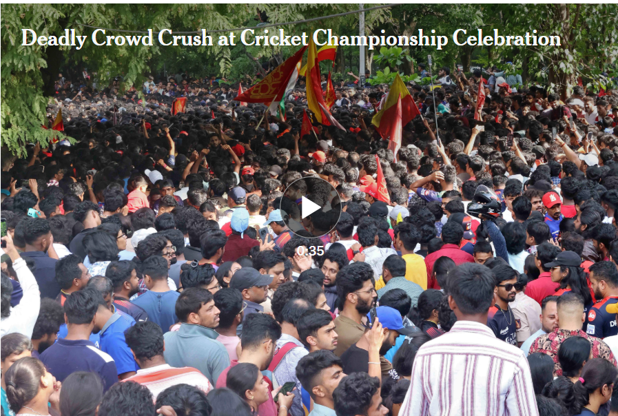 "Stampedes are relatively common in India when large crowds gather", each and every foreign media mentioned this while reporting the Bengaluru stadium stampede.

⛔️5,000 police officers to control a vibrant crowd of 3,00,000 young men in teens and 20s, recipe for a disaster.