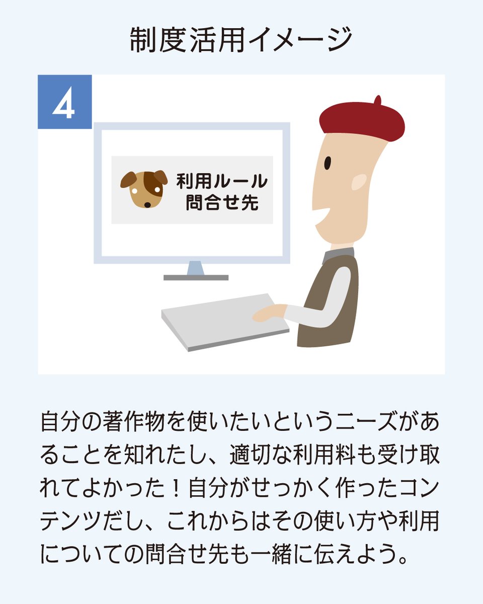 実は利用されず眠る著作物の価値が再発見でき、著作権者が新たに対価を得るきっかけにつながる仕組みとして注目🔍

2026年度に誕生する新制度「未管理著作物裁定制度」の知られざるメリットなどをシリーズ投稿でご紹介。

第４弾は、「制度活用イメージ　著作権者編」です。