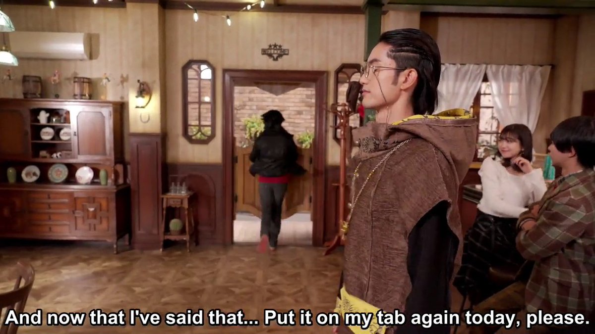 Running so fast that the subtitles didn't close yet and Sumino is still smiling.