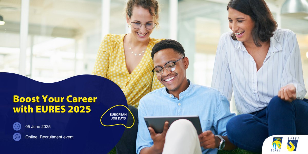 Happening today: #BoostYourCareer with EURES! 📣

7️⃣ Seven EU countries are looking for skilled #ICT and #business professionals! Join us from 11 CET to connect with the employers and take your career abroad!

Register 👉 europeanjobdays.eu/en/event/boost…

#EURESjobs