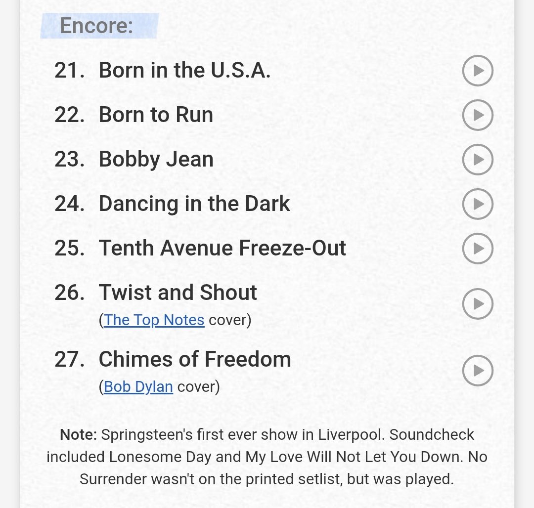 The setlist from the show in Liverpool (night 1), June 4th 2025

First night ever in Liverpool in the books😎🇬🇧🎸