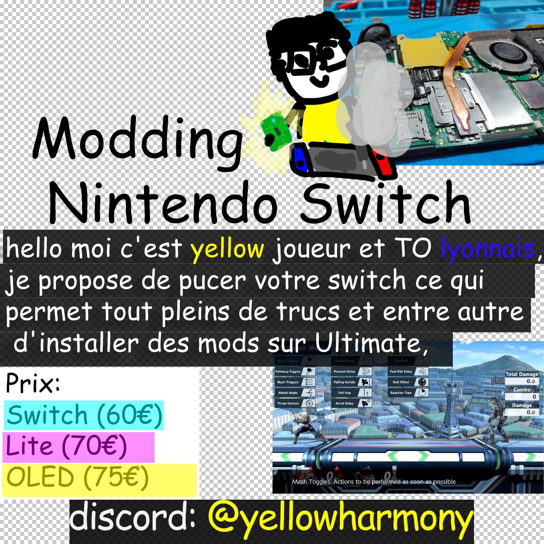 La switch 2 est sortie \o/
Pour ceux que ça intéresse je peux installer une puce et modder votre switch 1. Cela permet l'ajout de mods, homebrew, emulateurs etc..

Je propose ça sur Lyon mais vous pouvez également m'envoyer la votre par voie postale.

Discord: yellowharmony