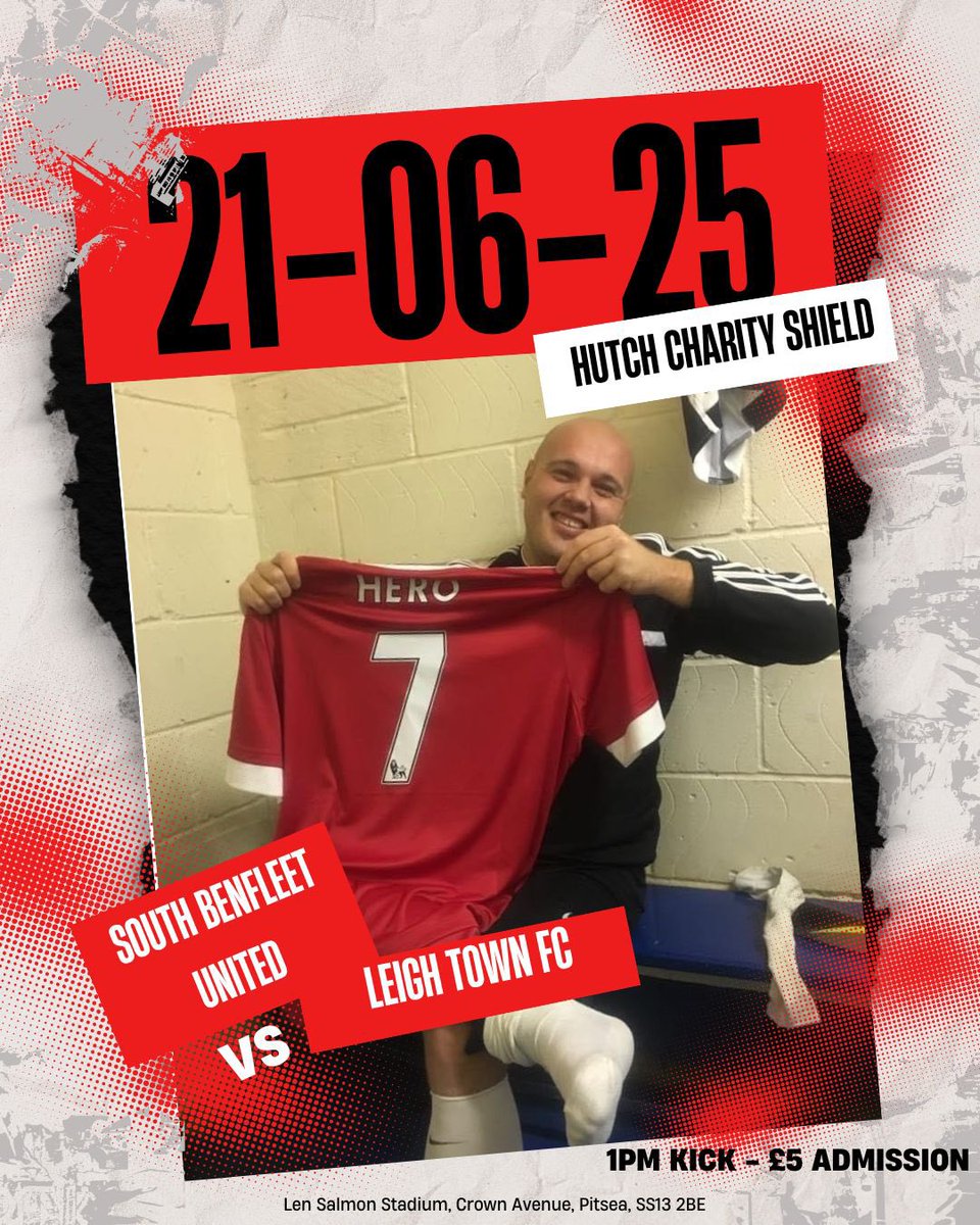 Saturday 21st June sees our annual charity game in memory of Hutch, it's a 1pm kick off and is over at Bowers and Pitsea Ground, be good to see as many people over there as possible in support of Hutch's legacy and memory! 🔵💙