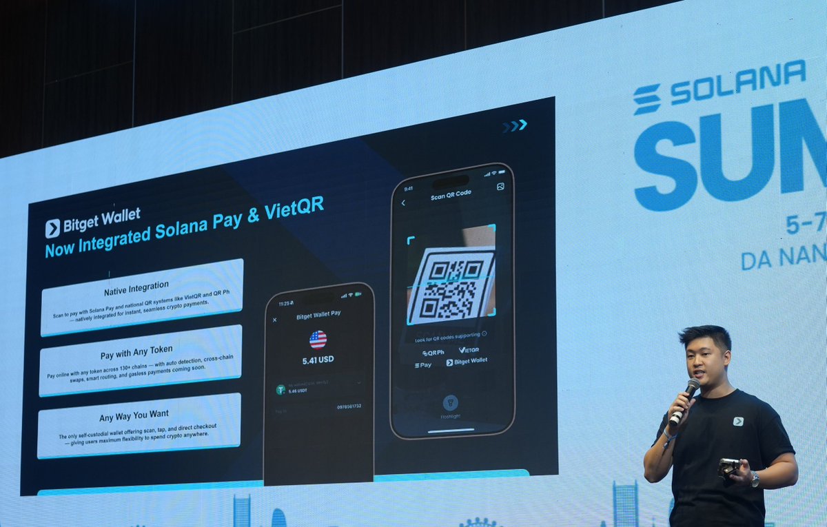 📢 Bitget Wallet now supports Solana Pay and VietQR in one seamless "Scan to Pay" experience, as part of our #Crypto4Everyone mission.

🧾 Crypto to fiat, in one scan. Talk to us to find out more.
#SolanaSummit #SolanaPay #EventwithBitget