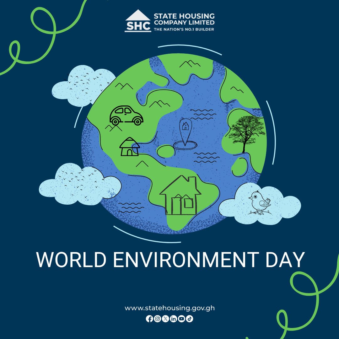 statehousing_gh's tweet image. At State Housing Company Limited, we believe that sustainable housing is key to a greener future.
This #WorldEnvironmentDay, we reaffirm our pledge to build communities that coexist harmoniously with nature, not just for today—but for generations to come.
#WorldEnvironmentDay