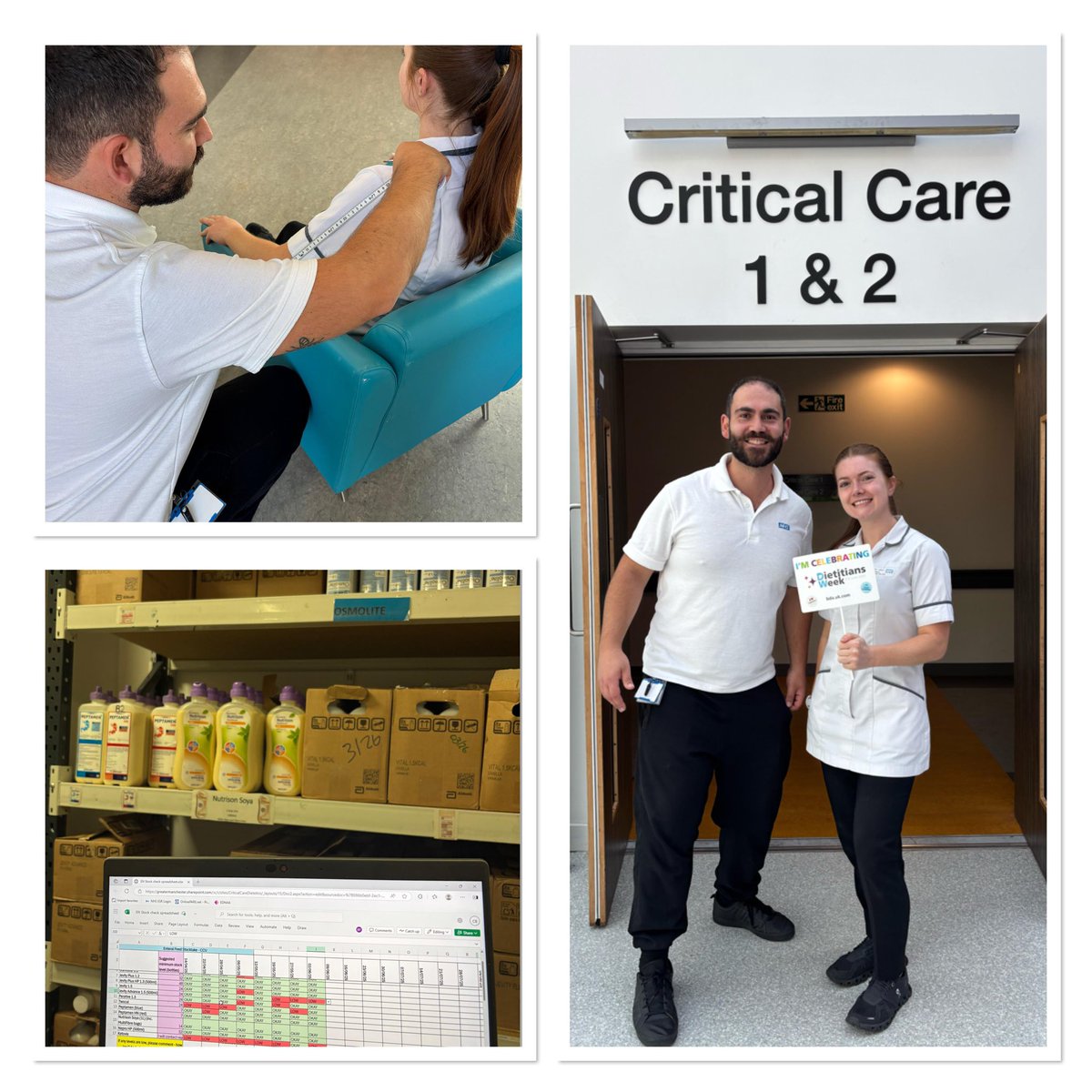 SCODietitians's tweet photo. Celebrating our incredible ICU Dietetic Assistants at Salford Royal for #DietitiansWeek
From SGA screening to audits, discharge prep to feed checks—they do it all! 🙌
Huge congrats to @Thoukakos  (Coventry Uni apprentice 🎓) &amp; Caitlin (final MSc year at Chester 🎓)!
 #ICUcare 💙 https://t.co/H0jpFzsZ0I